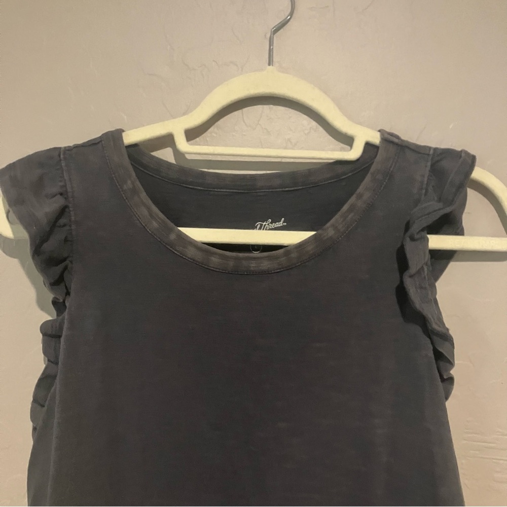 Universal Thread Dark Gray Ruffle Sleeve 100% Cot… - image 5